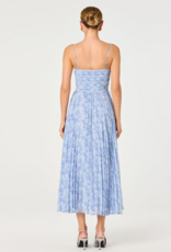 ASTR Bayley Floral Pleated Midi Dress in Blue