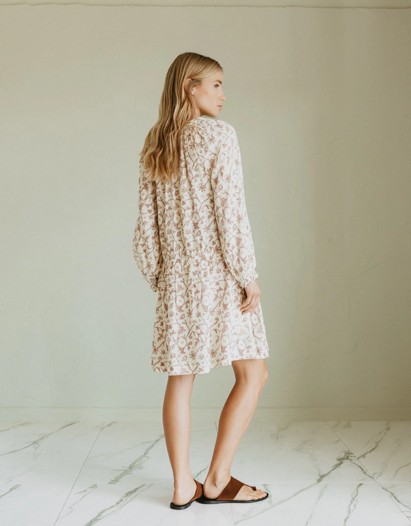 Indi and Cold Bodie Printed Short Dress in Ecru