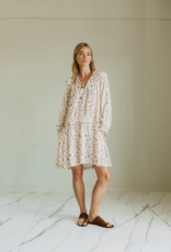 Indi and Cold Bodie Printed Short Dress in Ecru
