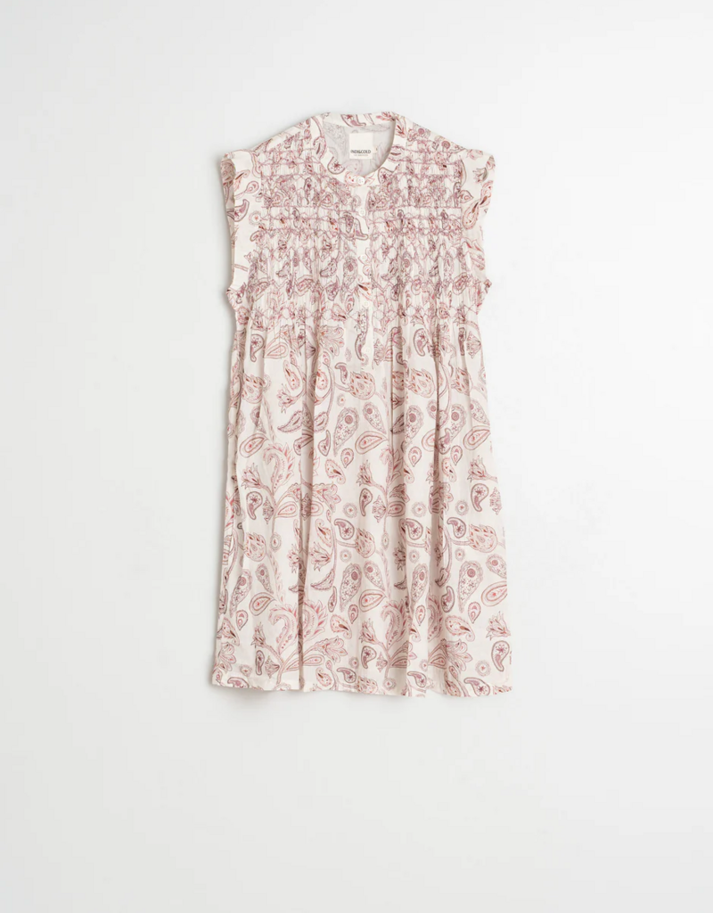 Indi and Cold Audrey Short Smock Dress in Lychee