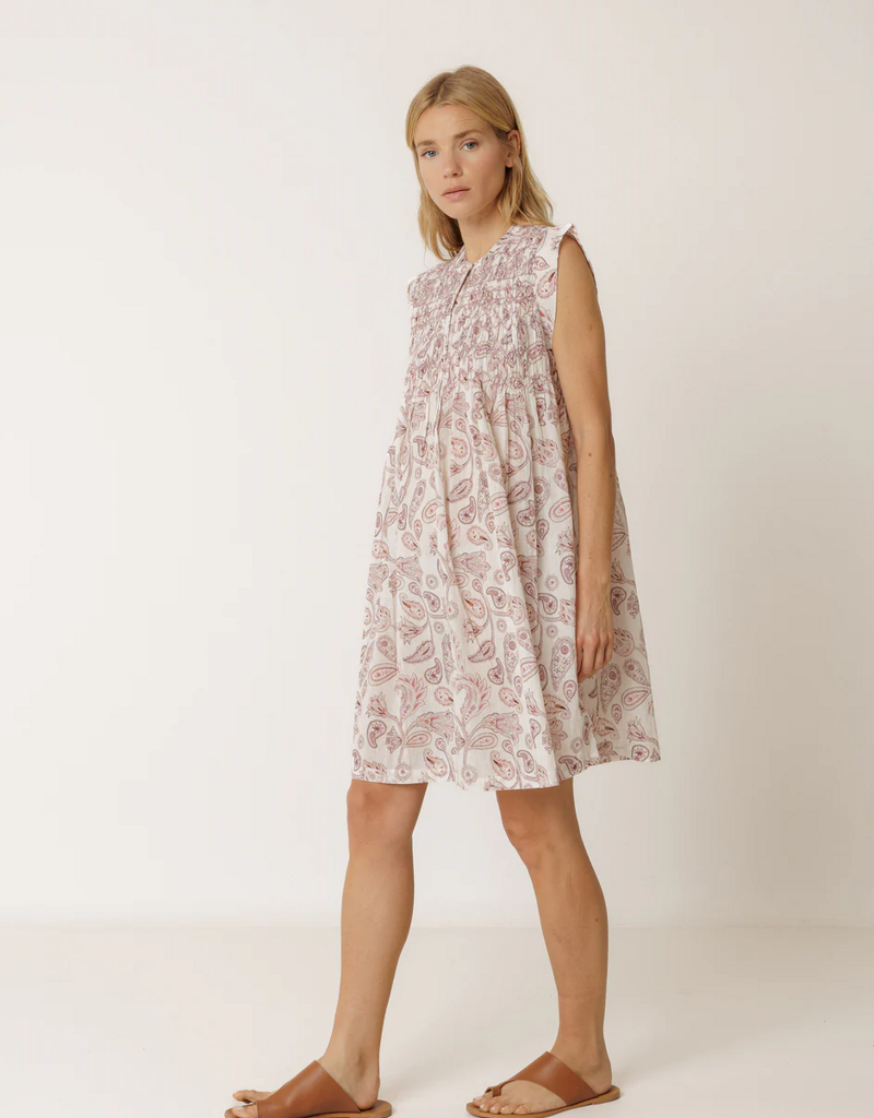 Indi and Cold Audrey Short Smock Dress in Lychee