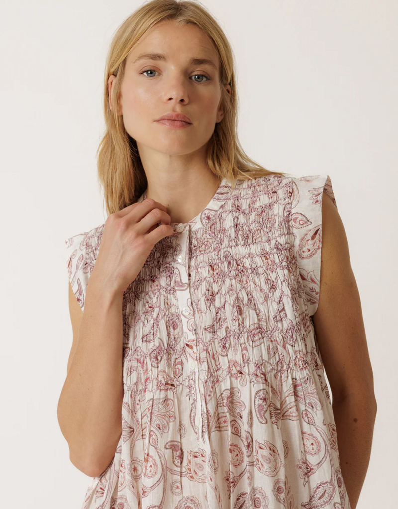 Indi and Cold Audrey Short Smock Dress in Lychee