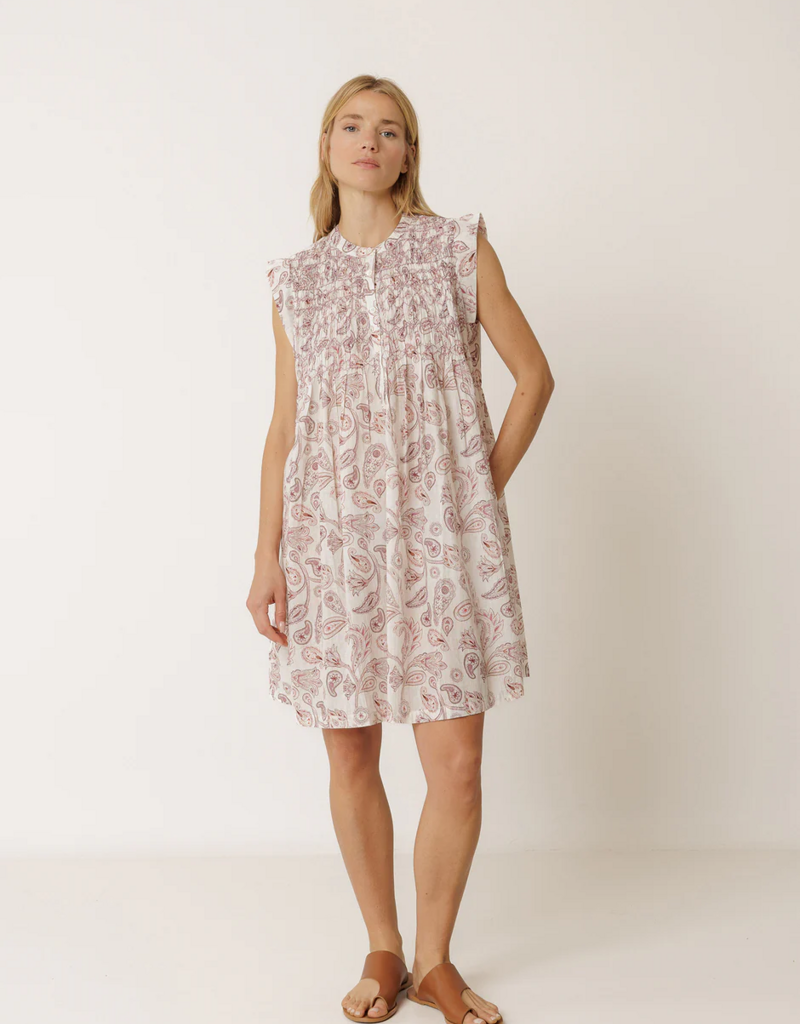 Indi and Cold Audrey Short Smock Dress in Lychee