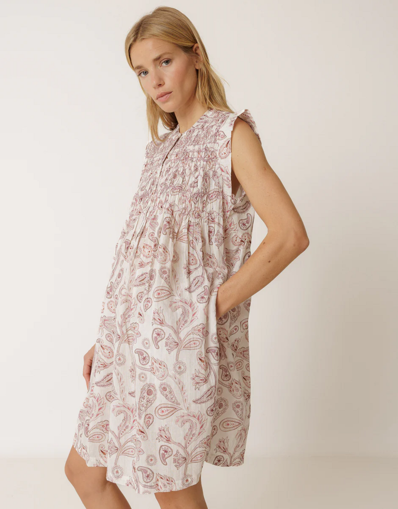 Indi and Cold Audrey Short Smock Dress in Lychee