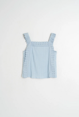 Indi and Cold Lindley Strappy Eyelet Embroidered Top in Sky