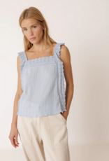 Indi and Cold Lindley Strappy Eyelet Embroidered Top in Sky