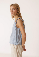 Indi and Cold Lindley Strappy Eyelet Embroidered Top in Sky