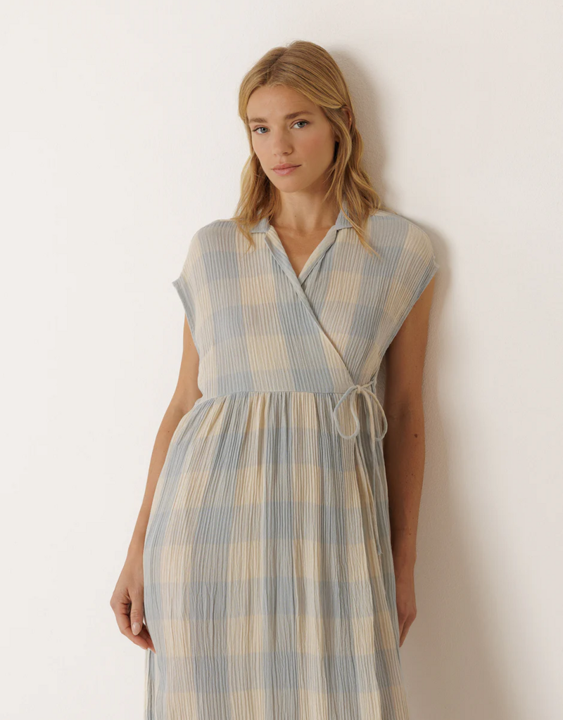 Indi and Cold Leery Crossover Gingham Dress in Jasmine