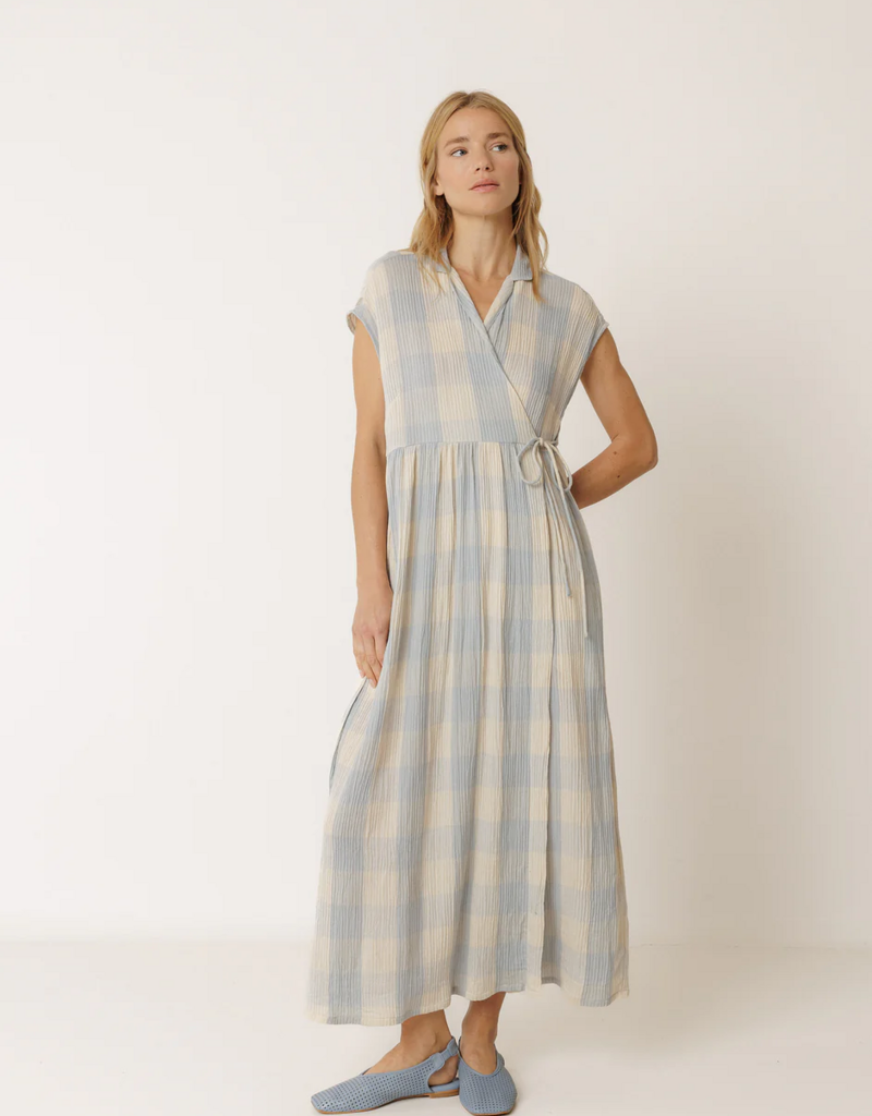 Indi and Cold Leery Crossover Gingham Dress in Jasmine