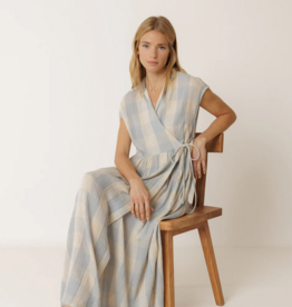 Indi and Cold Leery Crossover Gingham Dress in Jasmine