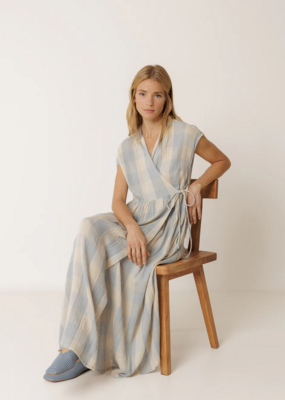 Indi and Cold Leery Crossover Gingham Dress in Jasmine