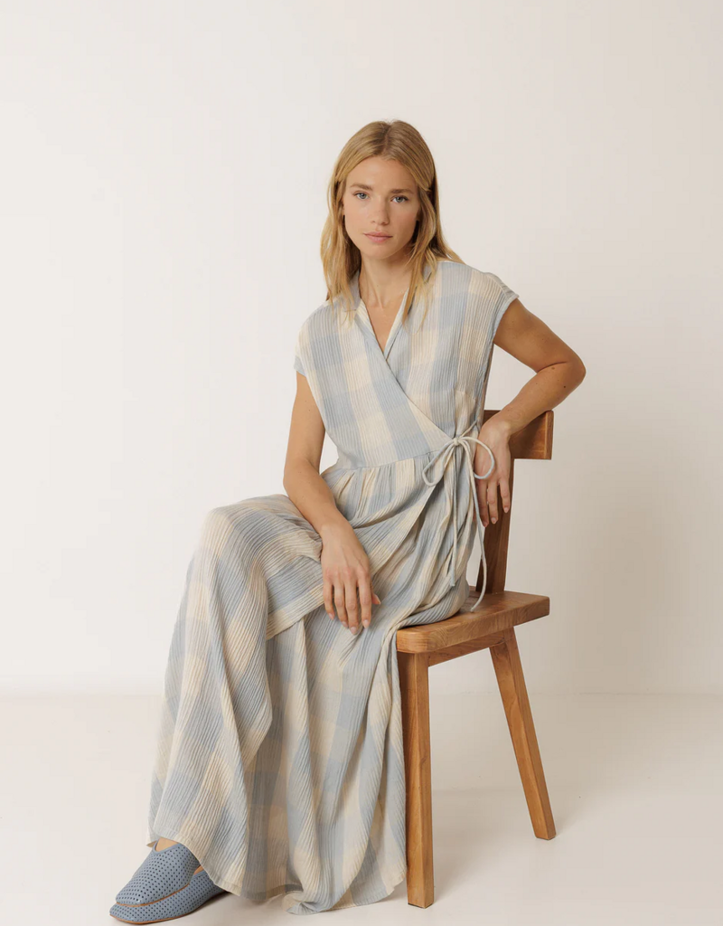 Indi and Cold Leery Crossover Gingham Dress in Jasmine