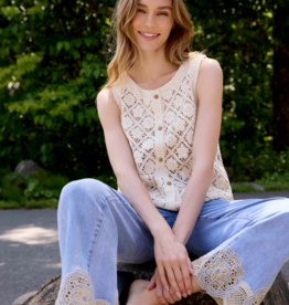 Charlie B Cora Button-Up Crochet Vest