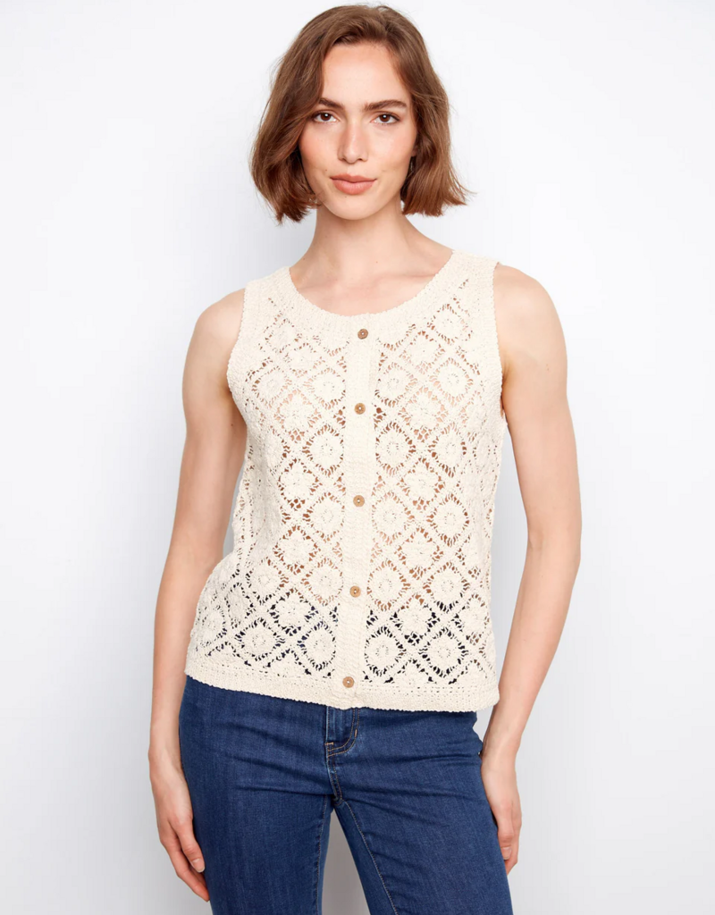 Charlie B Cora Button-Up Sleeveless Vest