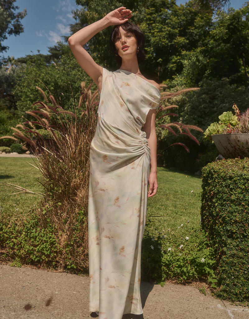 Lucy Paris Arta Gathered Dress in Floral Sage