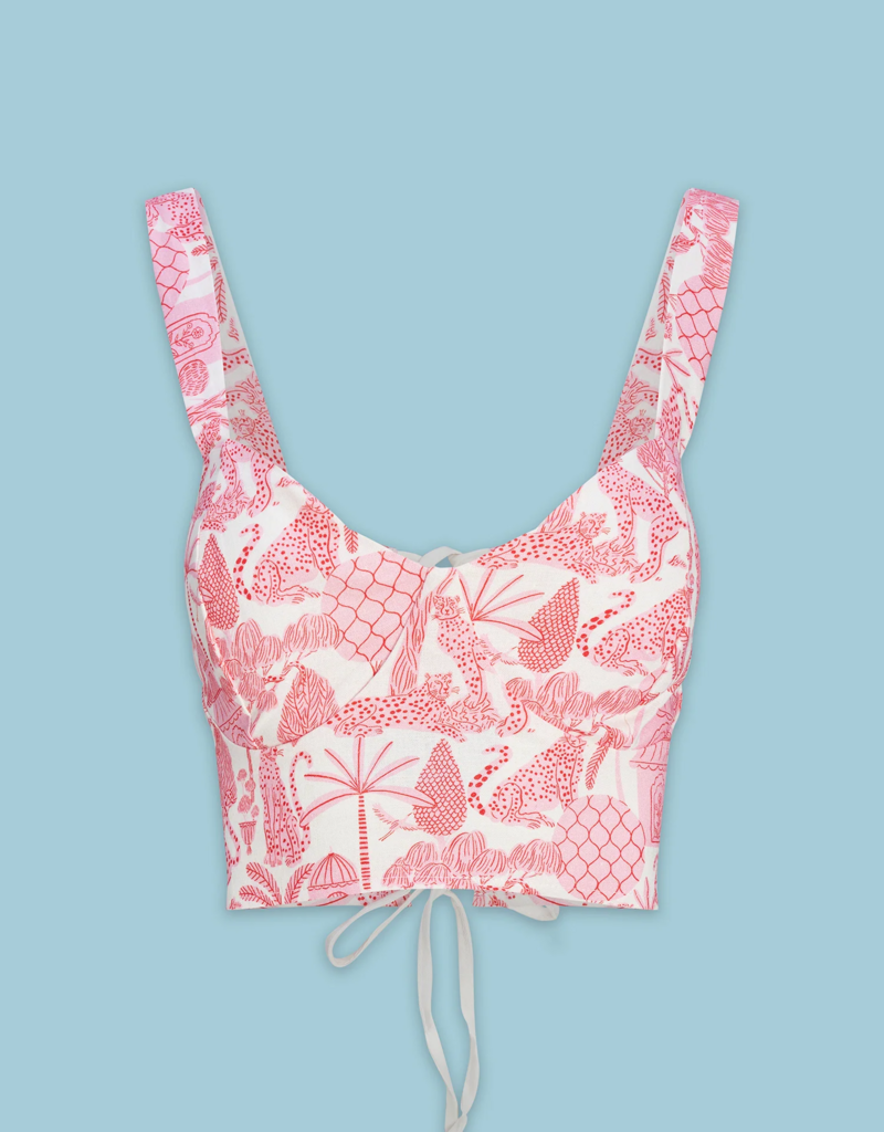 ASTRID Jungle Print Lace Back Bustier
