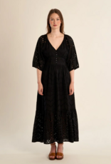 Molly Bracken Chappell Cotton Open Work Embroidered Dress in Black
