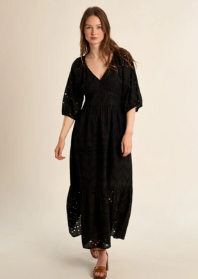 Molly Bracken Erika Cotton Open Work Embroidered Dress