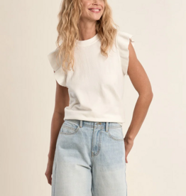 Molly Bracken Shelly Knit Top with Flutter Sleeve