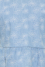 ICHI Odette 100% Cotton Embroidered Blouse in Light Blue