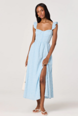 ASTR Wedelia Ruffle Strap Corset Midi in Blue Plaid