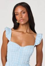 ASTR Wedelia Ruffle Strap Corset Midi in Blue Plaid