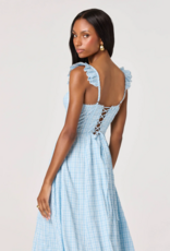 ASTR Wedelia Ruffle Strap Corset Midi in Blue Plaid