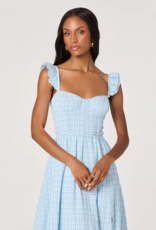 ASTR Wedelia Ruffle Strap Corset Midi in Blue Plaid