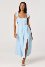 ASTR Wedelia Ruffle Strap Corset Midi in Blue Plaid