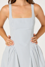 ASTR Vinya Plaid Bow-Back Midi Dress in Blue Plaid