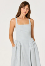 ASTR Vinya Plaid Bow-Back Midi Dress in Blue Plaid