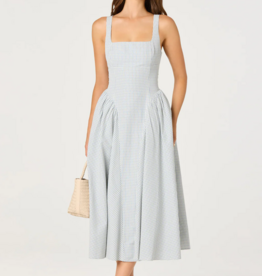 ASTR Vinya Plaid Bow-Back Midi Dress in Blue Plaid