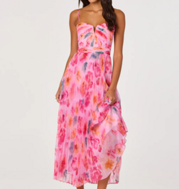 ASTR Bayley Floral Pleated Midi Dress