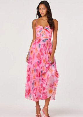 ASTR Bayley Floral Pleated Midi Dress