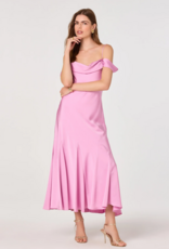 ASTR Araxie Satin Midi Dress in Pink