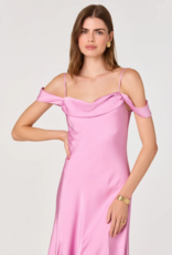 ASTR Araxie Satin Midi Dress in Pink