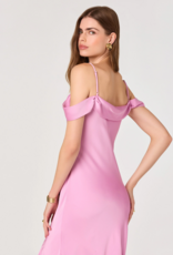 ASTR Araxie Satin Midi Dress in Pink