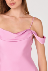 ASTR Araxie Satin Midi Dress in Purple-Pink