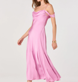 ASTR Araxie Satin Midi Dress in Pink