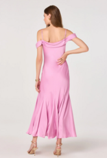 ASTR Araxie Satin Midi Dress in Purple-Pink