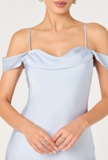 ASTR Araxie Satin Midi Dress in Light Blue