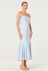 ASTR Araxie Satin Midi Dress in Light Blue