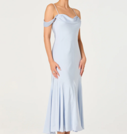 ASTR Araxie Satin Midi Dress in Light Blue