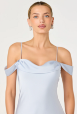 ASTR Araxie Satin Midi Dress in Light Blue