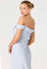 ASTR Araxie Satin Midi Dress in Light Blue