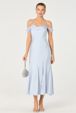 ASTR Araxie Satin Midi Dress in Light Blue