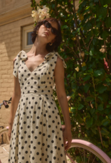 Lucy Paris Ryleigh Polkadot Midi Dress With Shoulder Ties