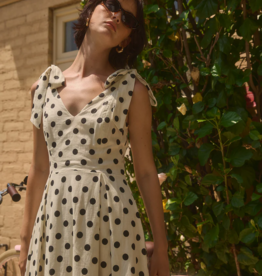 Lucy Paris Ryleigh Polkadot Midi Dress With Shoulder Ties