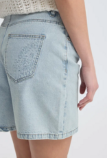 B.Young Kielo Embroidered Denim Shorts in Light Blue Denim