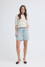 B.Young Kielo Embroidered Denim Shorts in Light Blue Denim